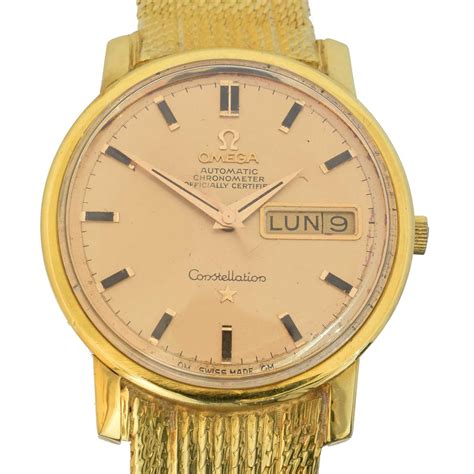 omega 18kt gold watch|18ct gold omega constellation watch.